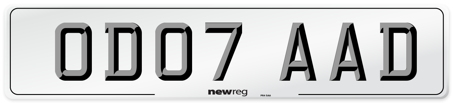 OD07 AAD Number Plate from New Reg